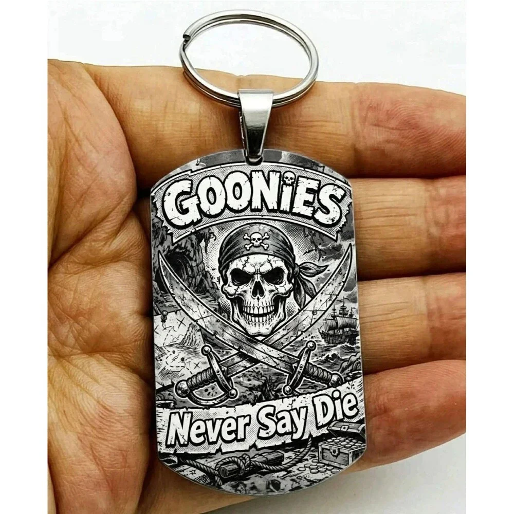 Kid Movie Show Hot Goonies Skull Stainless Keychain Classic Pirate Gold Story